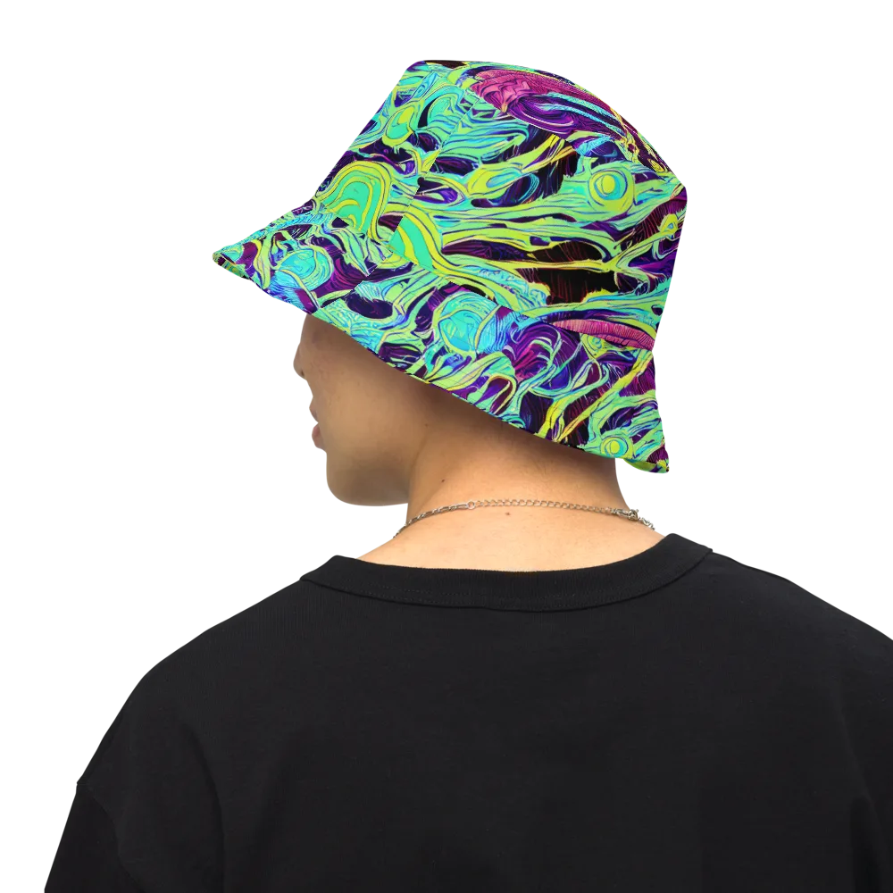 Biomorphic Beat on Reversible Bucket Hat — Back Inside