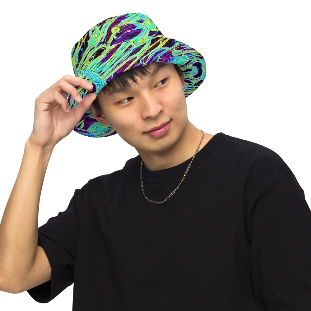 Biomorphic Beat on Reversible Bucket Hat — Front Inside