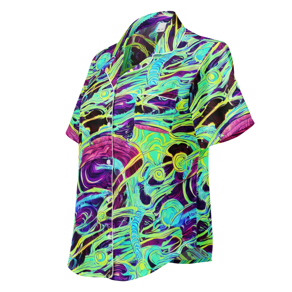 Biomorphic Beat on Women's Short Sleeve Pajama Top — Left Front