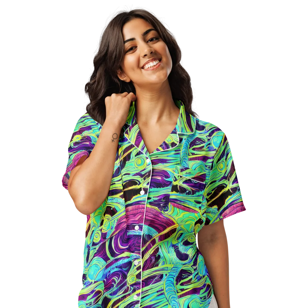 Biomorphic Beat on Women's Short Sleeve Pajama Top — Front