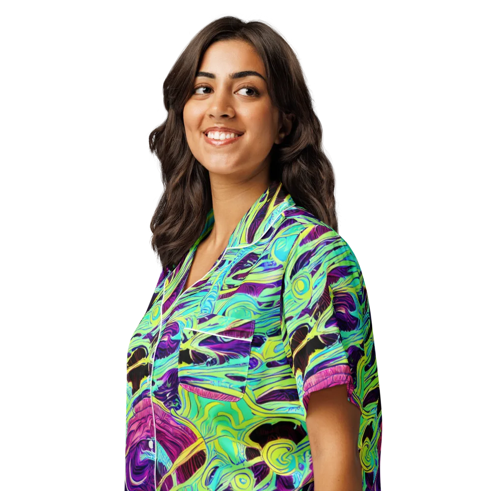 Biomorphic Beat on Women's Short Sleeve Pajama Top — Left Front