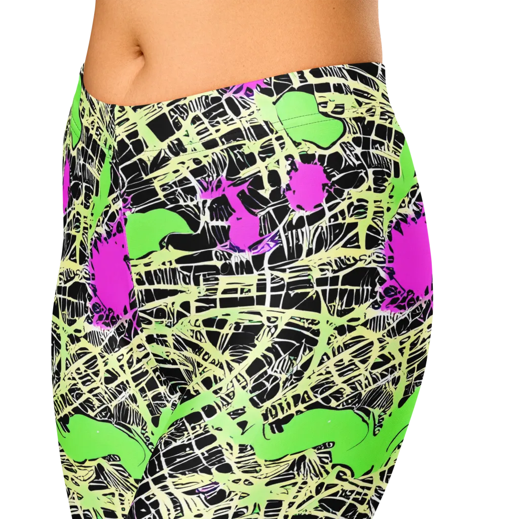 Neon Jungle Riot on Capri Leggings — Zoomed-in