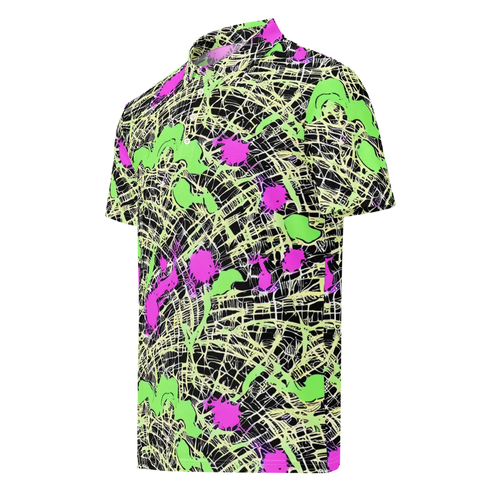 Neon Jungle Riot on Men's Slim Fit Polo Shirt — Left Front