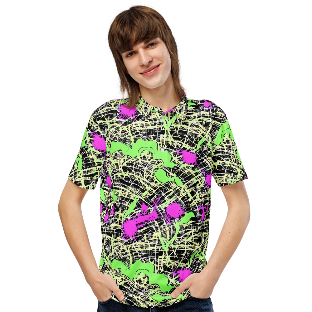 Neon Jungle Riot on Men's Slim Fit Polo Shirt — Front