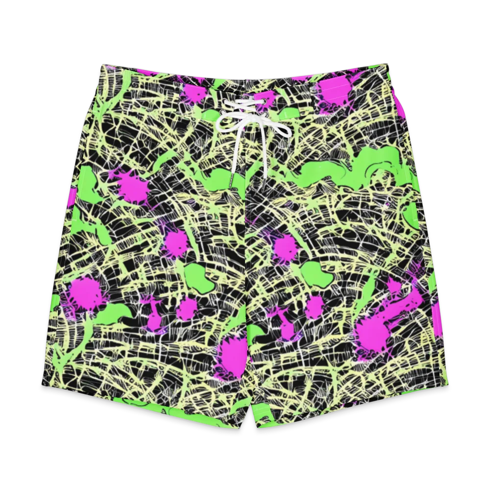 Neon Jungle Riot on Men's Board Shorts — Front