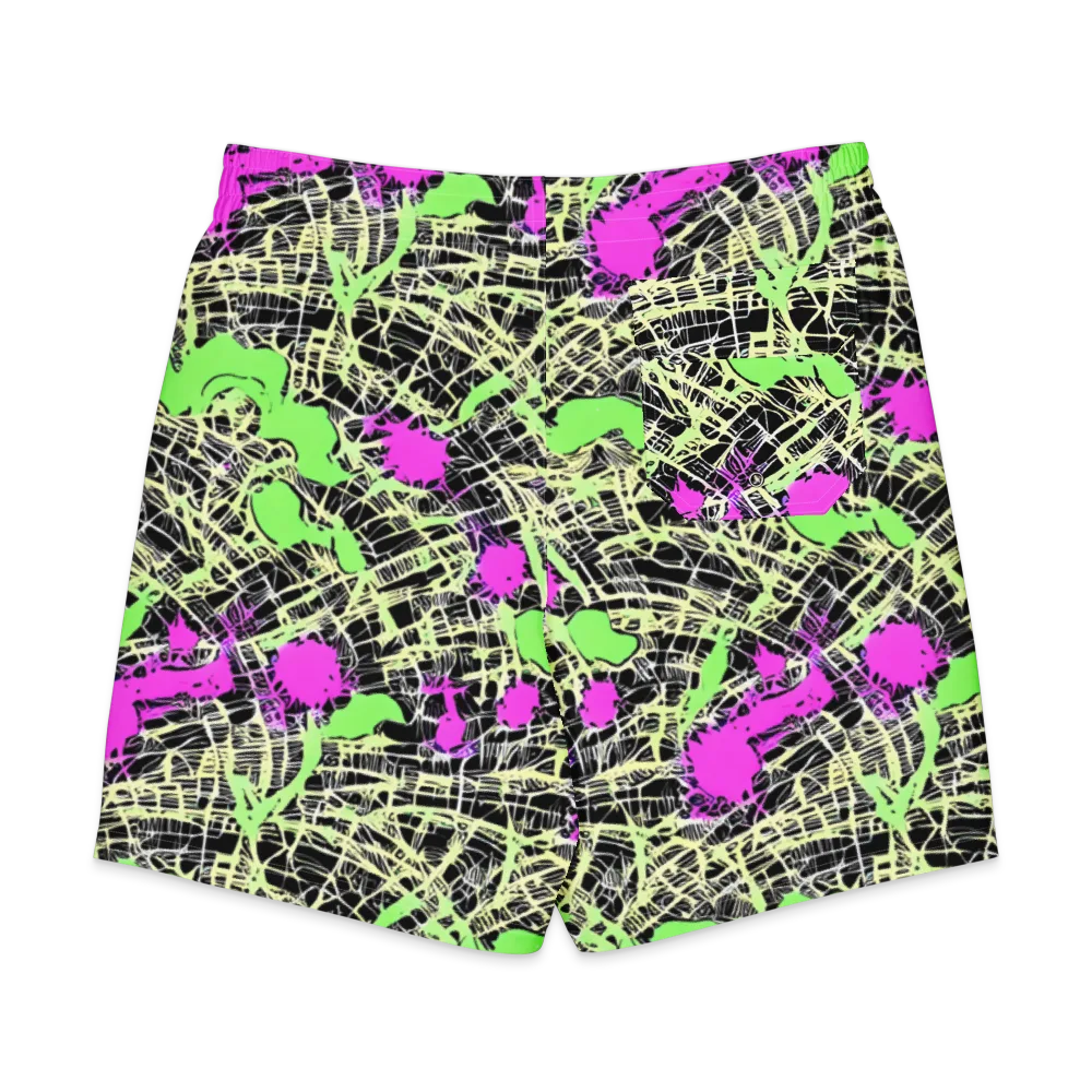 Neon Jungle Riot on Men's Board Shorts — Back