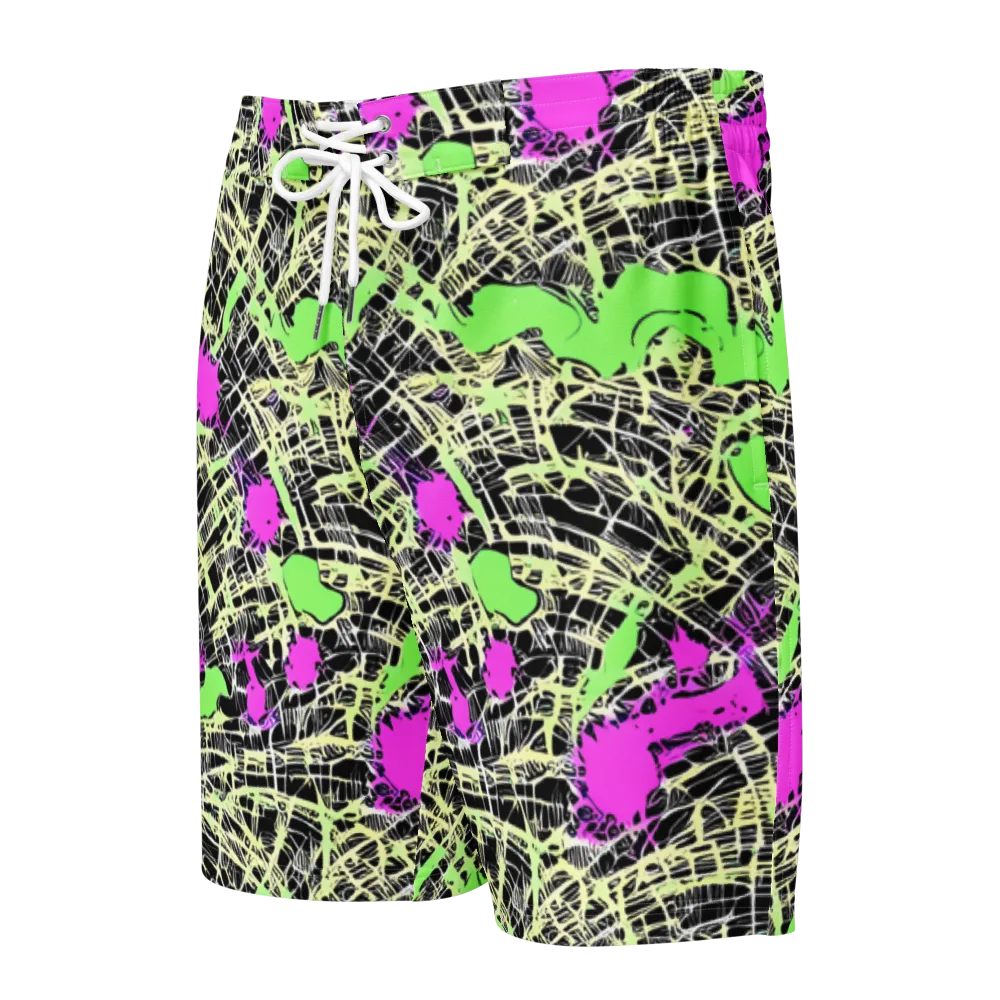 Neon Jungle Riot on Men's Board Shorts — Front