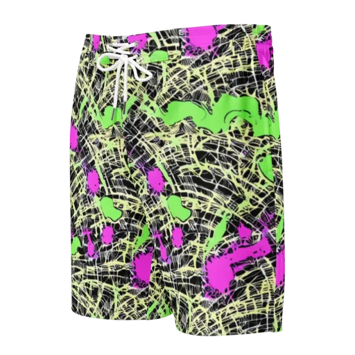 Neon Jungle Riot on a Men's Board Shorts