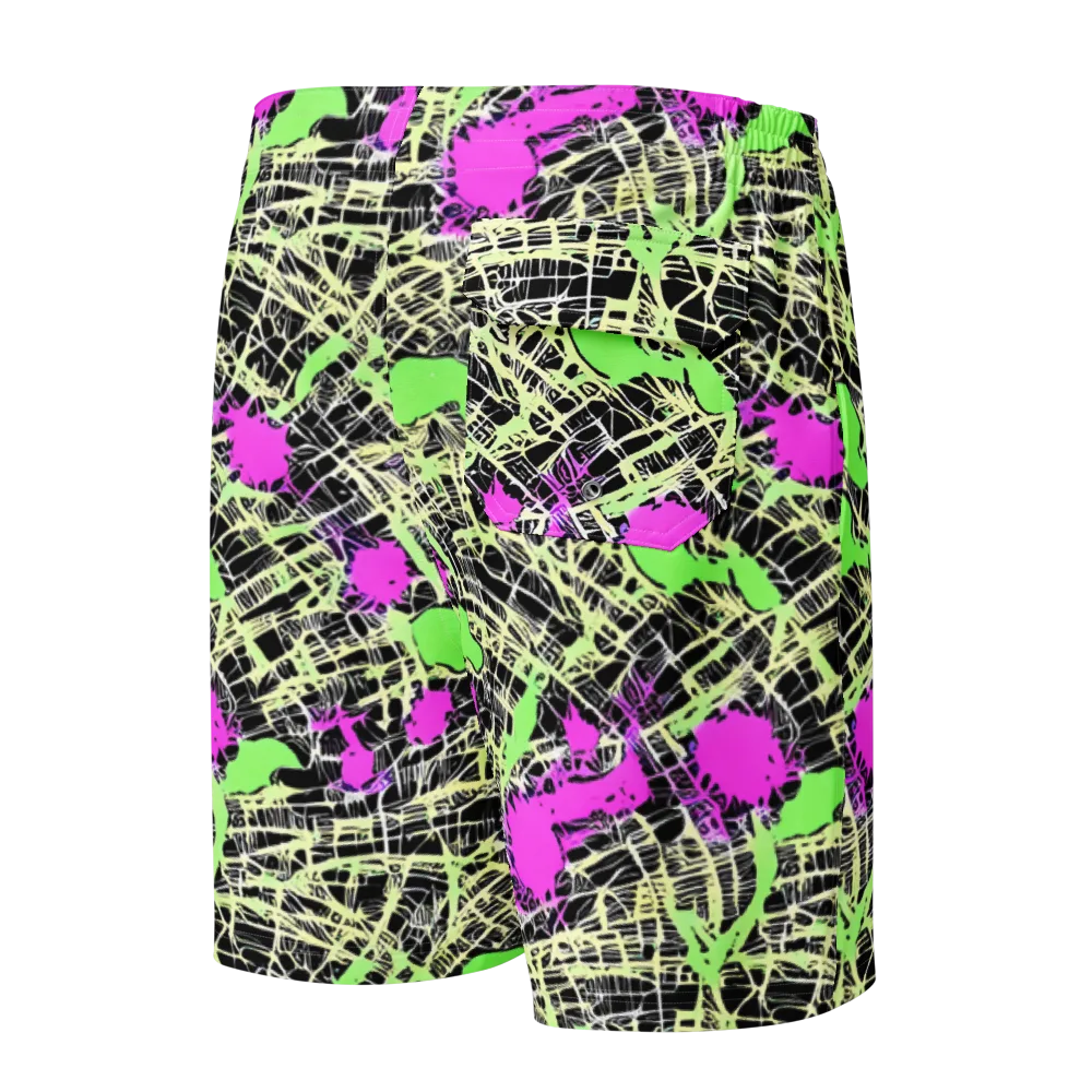 Neon Jungle Riot on Men's Board Shorts — Back