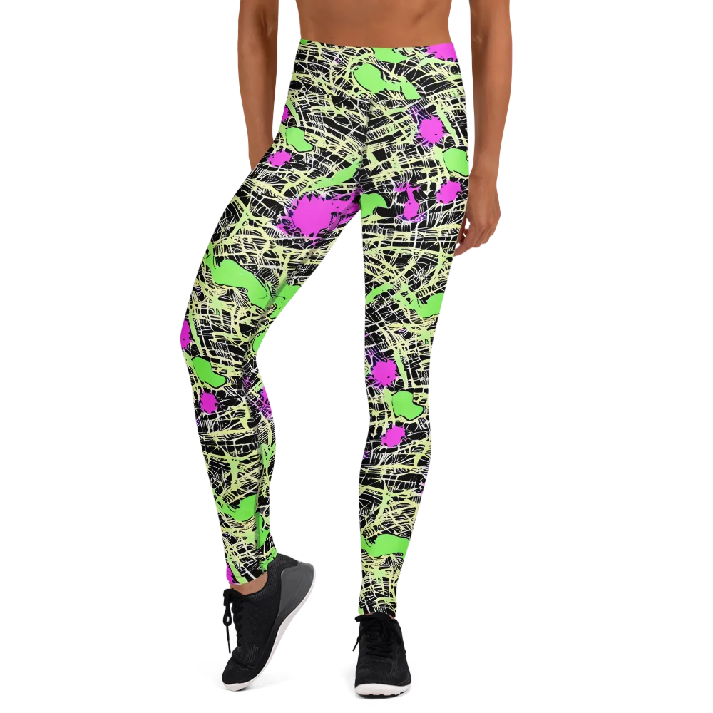 Neon Jungle Riot on Yoga Leggings — Front