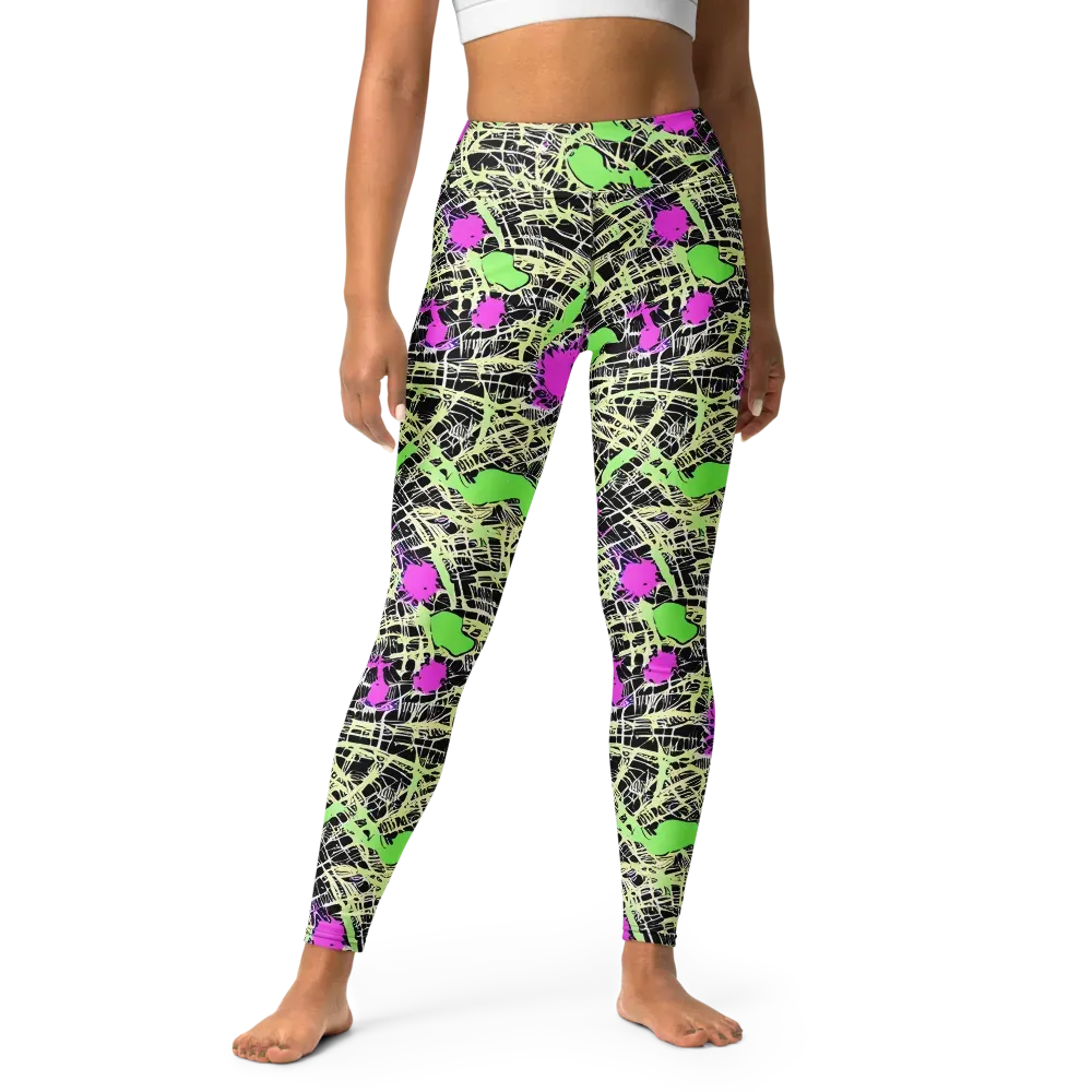 Neon Jungle Riot on Yoga Leggings — Front