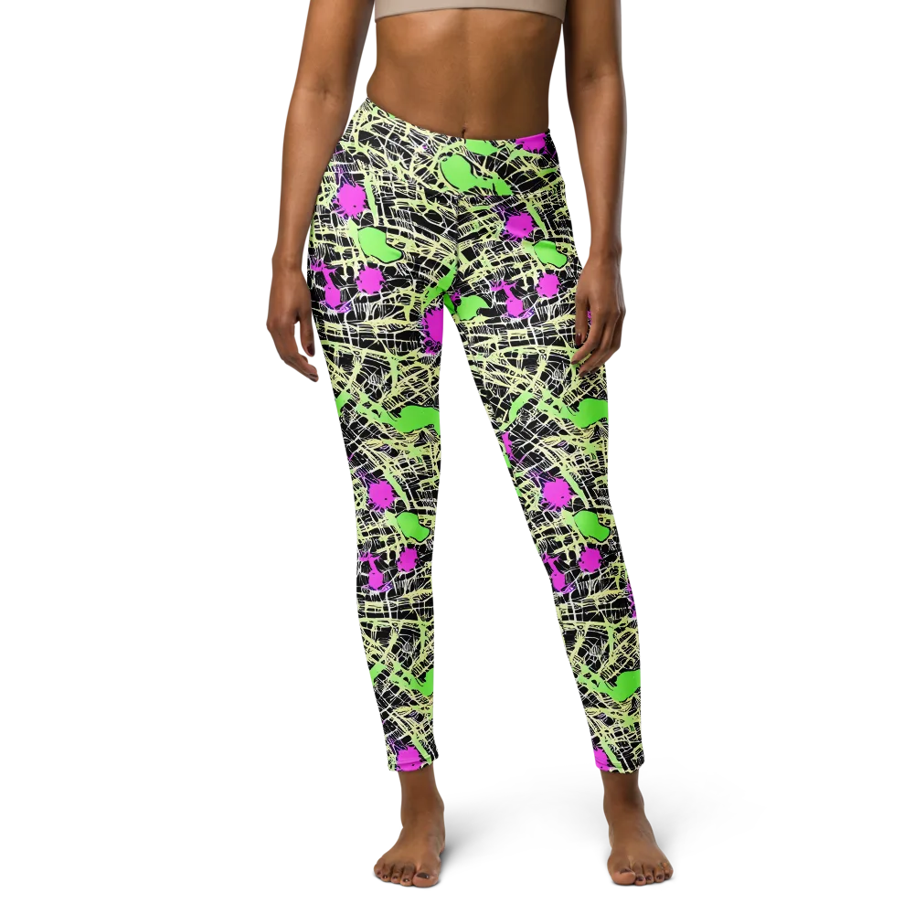 Neon Jungle Riot on Yoga Leggings — Front