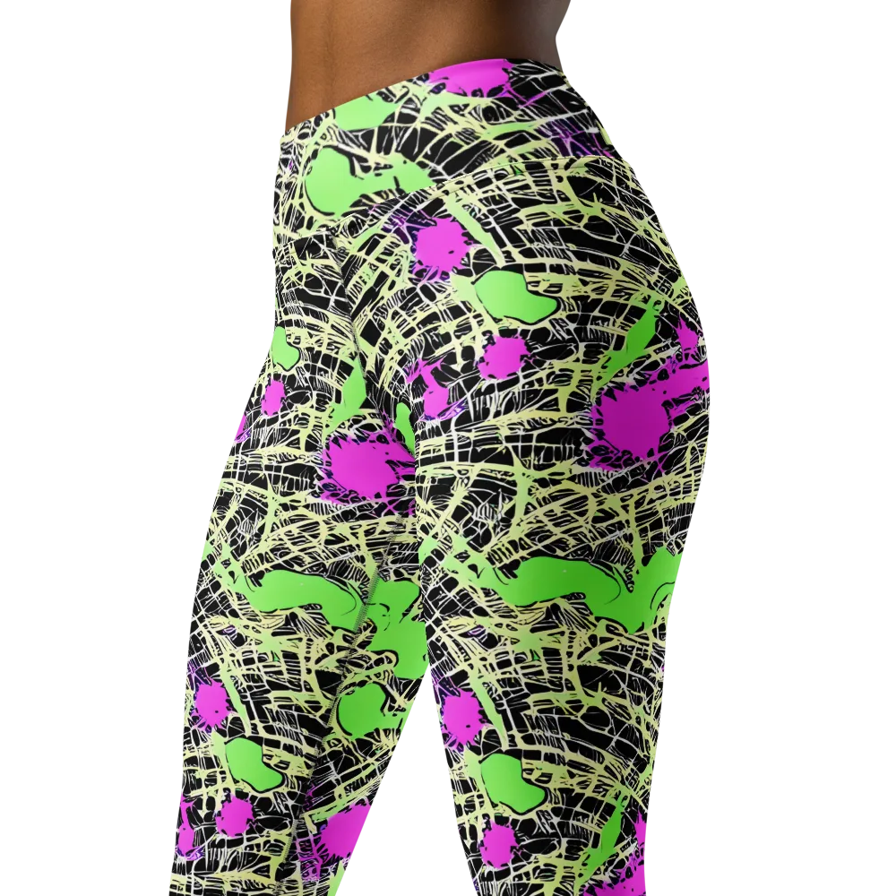 Neon Jungle Riot on Yoga Leggings — Left Front