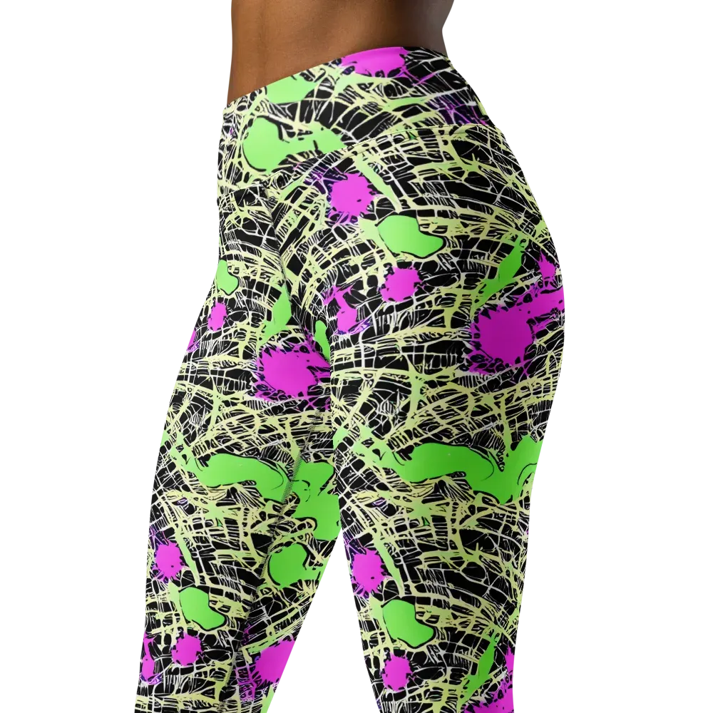 Neon Jungle Riot on Yoga Leggings — Left Front