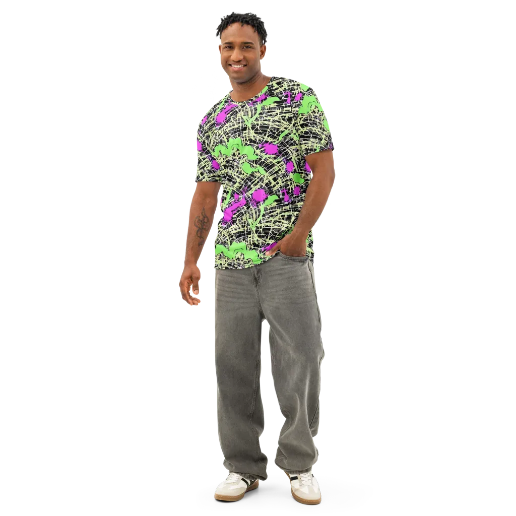 Neon Jungle Riot on Men's Cotton Crew Neck T-Shirt — Front