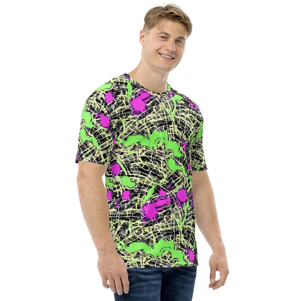 Neon Jungle Riot on Men's Crew Neck T-Shirt — Right