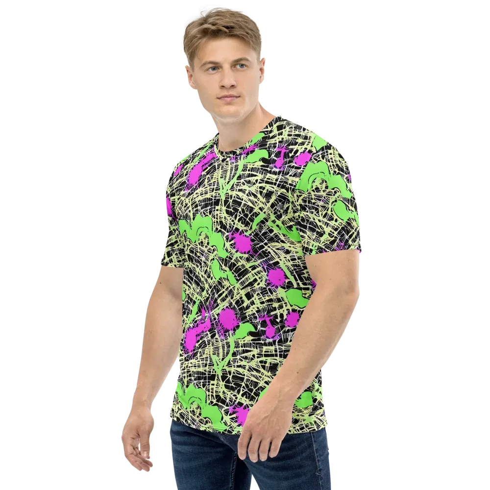 Neon Jungle Riot on Men's Crew Neck T-Shirt — Left