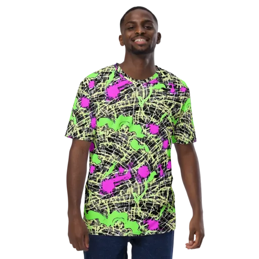 Neon Jungle Riot on a Men's Crew Neck T-Shirt