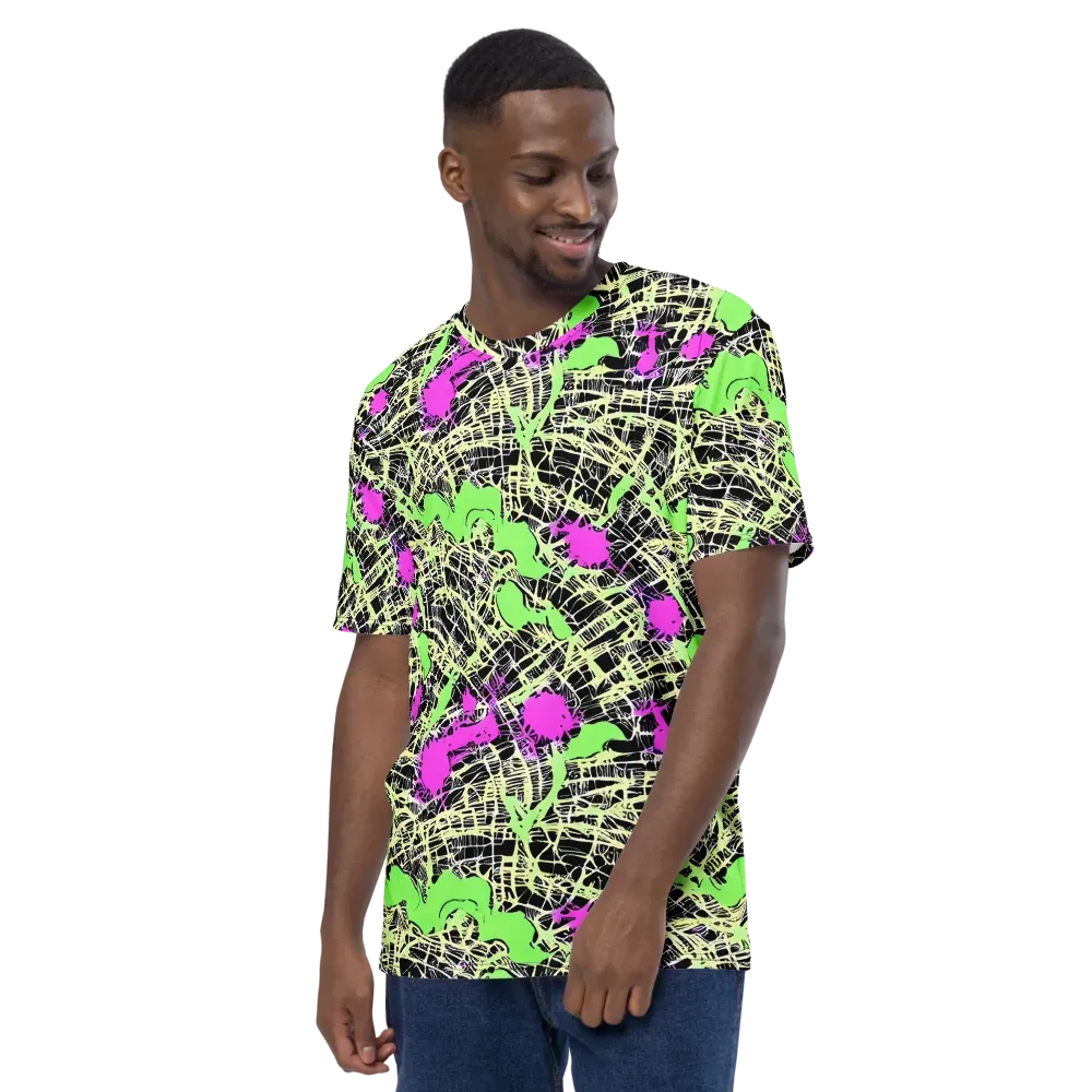 Neon Jungle Riot on Men's Crew Neck T-Shirt — Left