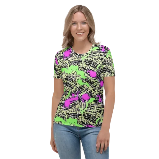 Neon Jungle Riot on a Women's Crew Neck T-Shirt