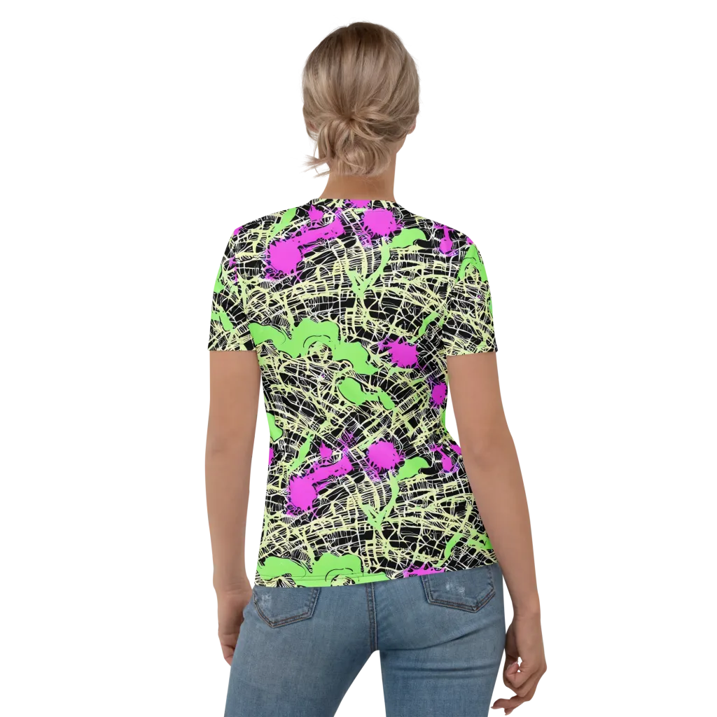 Neon Jungle Riot on Women's Crew Neck T-Shirt — Back