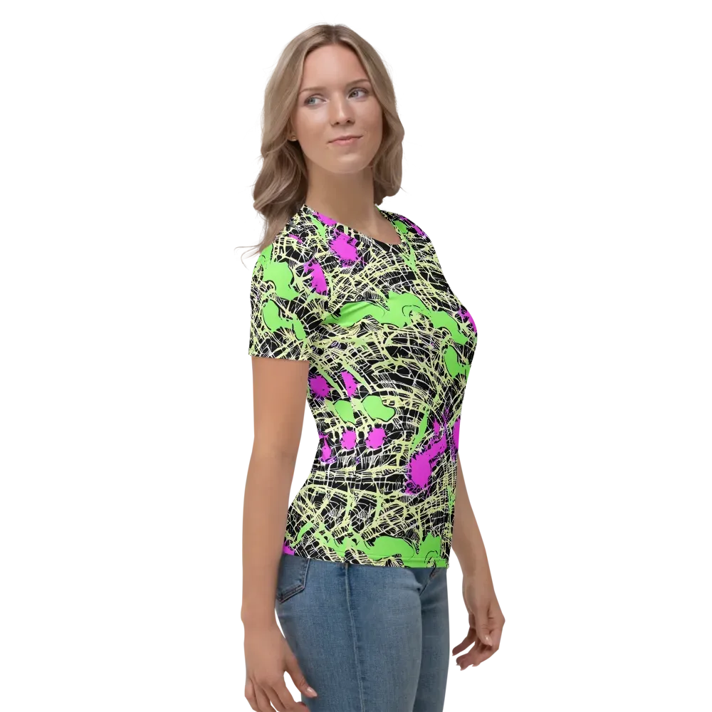 Neon Jungle Riot on Women's Crew Neck T-Shirt — Right