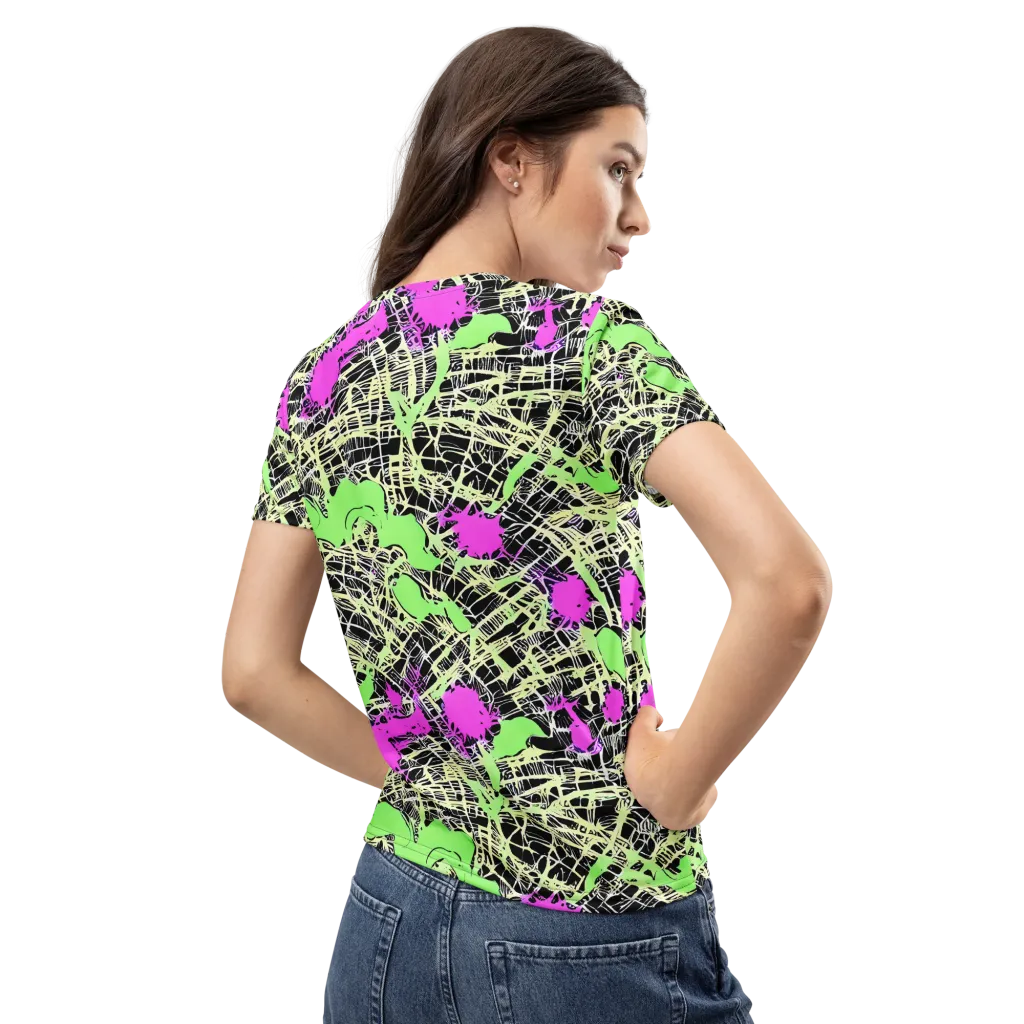 Neon Jungle Riot on Women's Crew Neck T-Shirt — Back