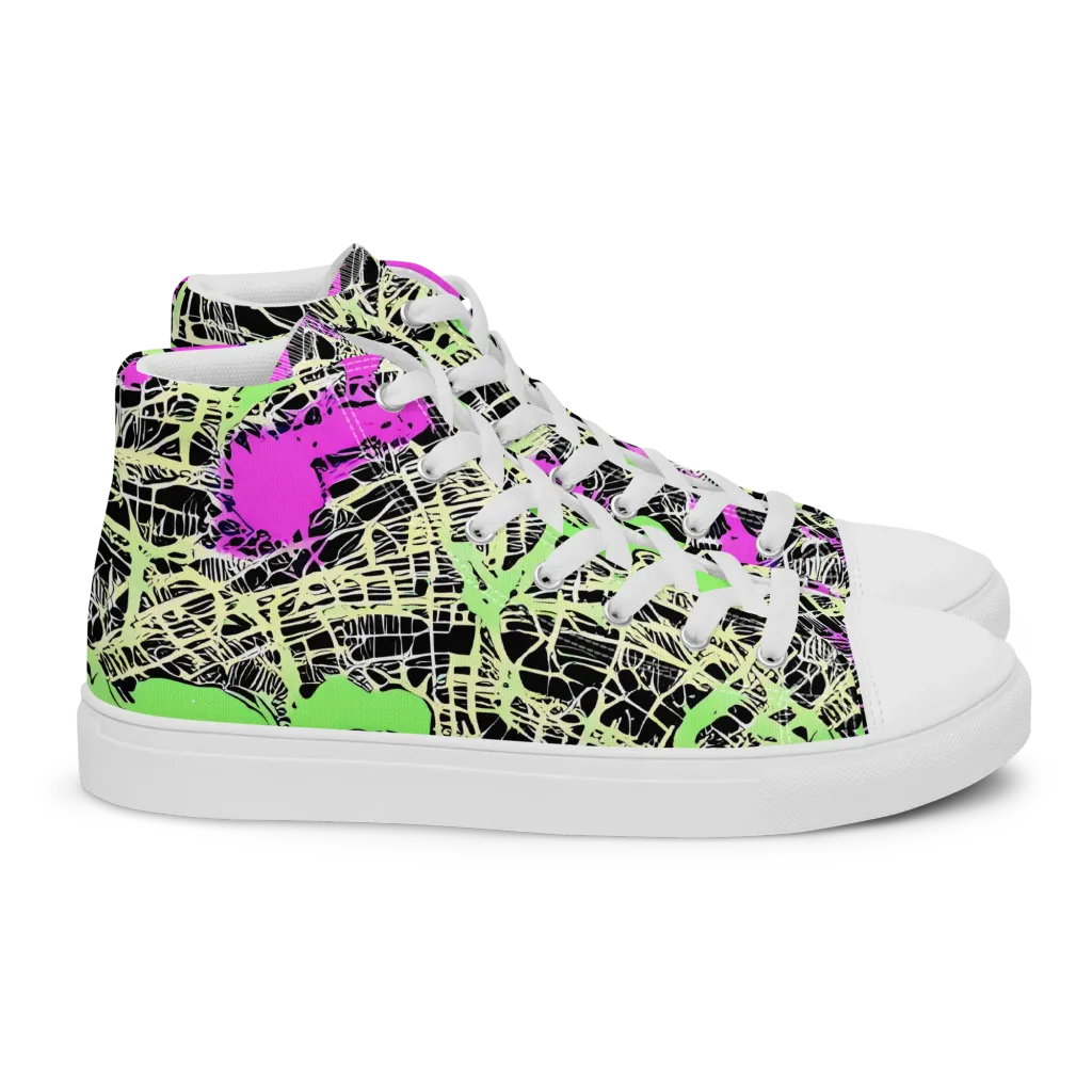Neon Jungle Riot on Women's High Top Canvas Shoes — Right