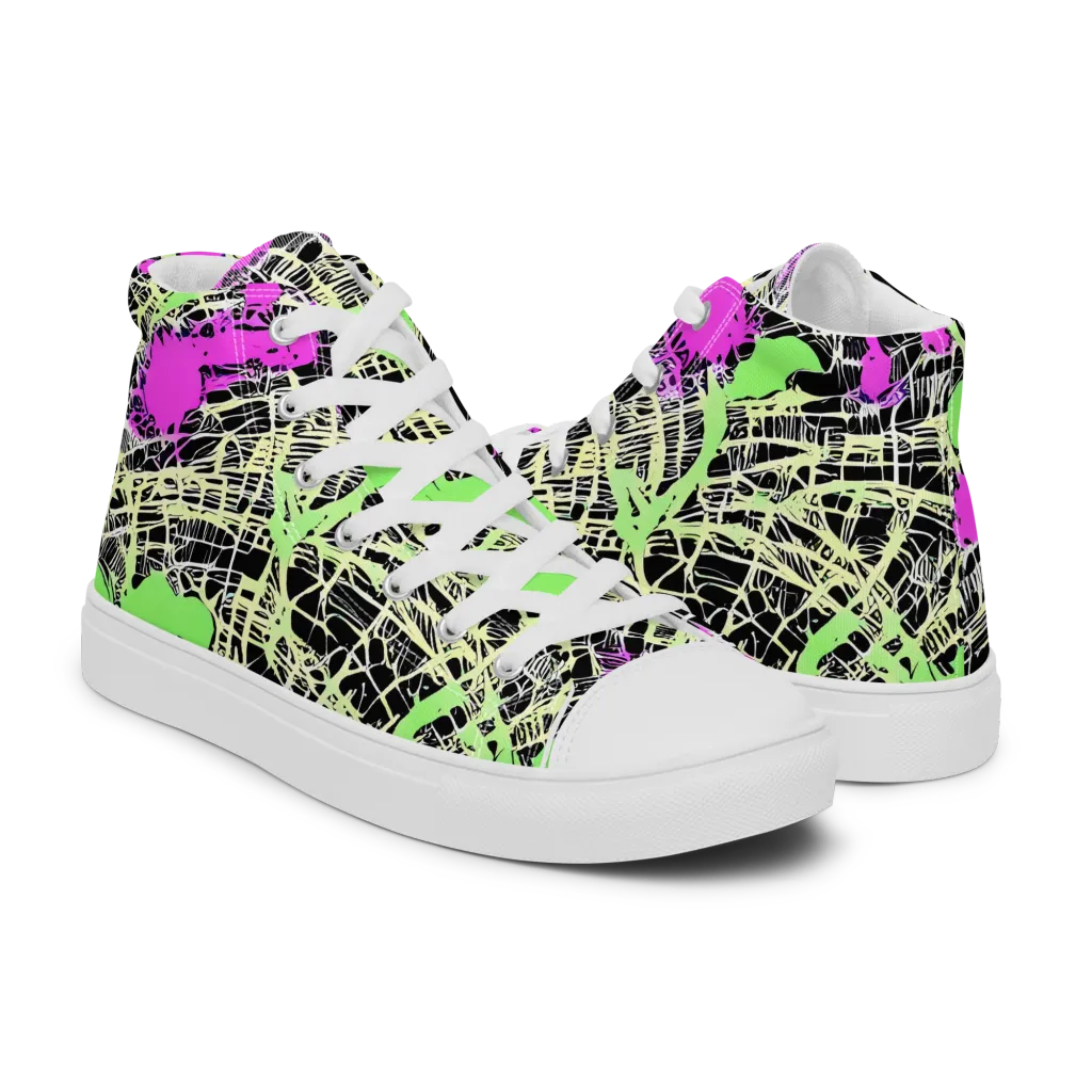Neon Jungle Riot on Women's High Top Canvas Shoes — Right