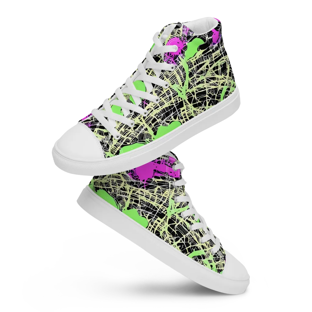 Neon Jungle Riot on Women's High Top Canvas Shoes — Front