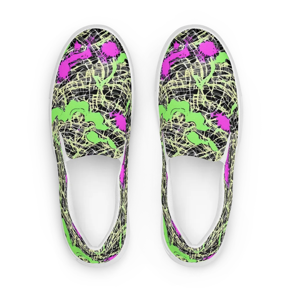 Neon Jungle Riot on Men's Slip-On Canvas Shoes — Front