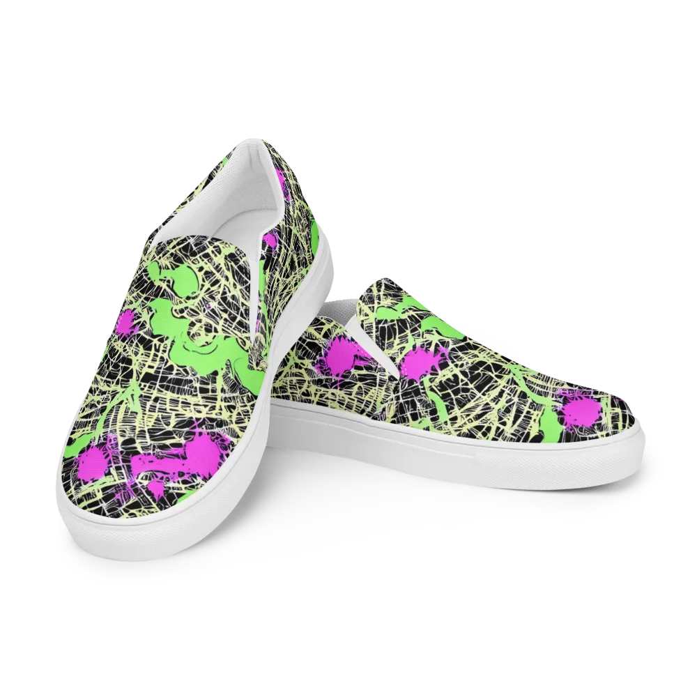 Neon Jungle Riot on Men's Slip-On Canvas Shoes — Left Front