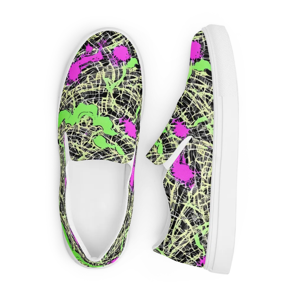 Neon Jungle Riot on Men's Slip-On Canvas Shoes — Front