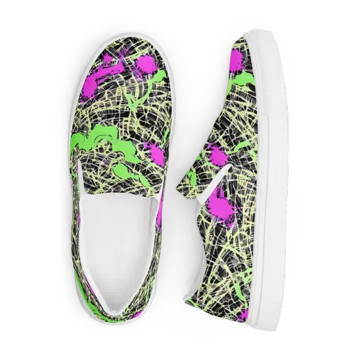Neon Jungle Riot on a Men's Slip-On Canvas Shoes