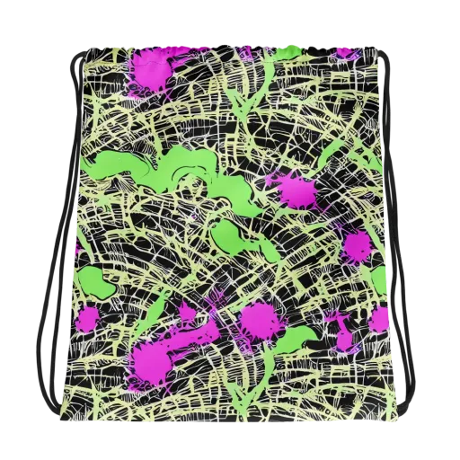 Neon Jungle Riot on a Drawstring Bag