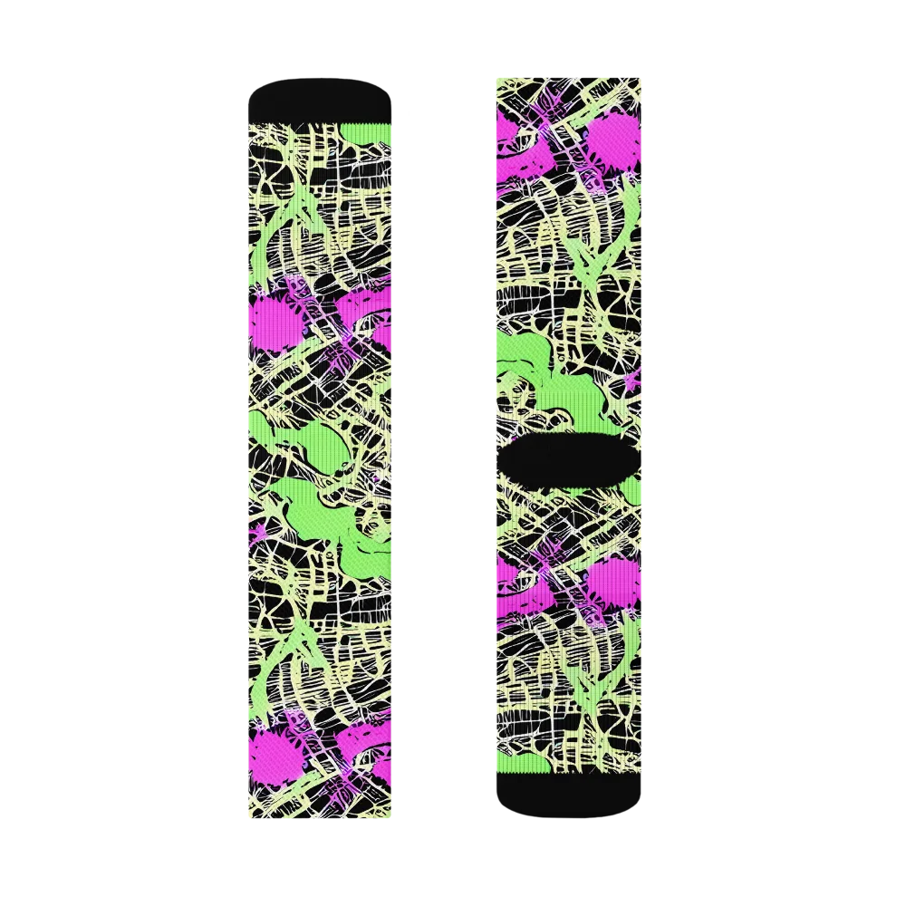 Neon Jungle Riot on Socks — Right Sock