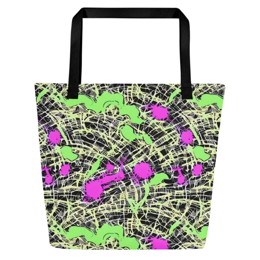 Neon Jungle Riot on a Large Tote Bag W/ Pocket