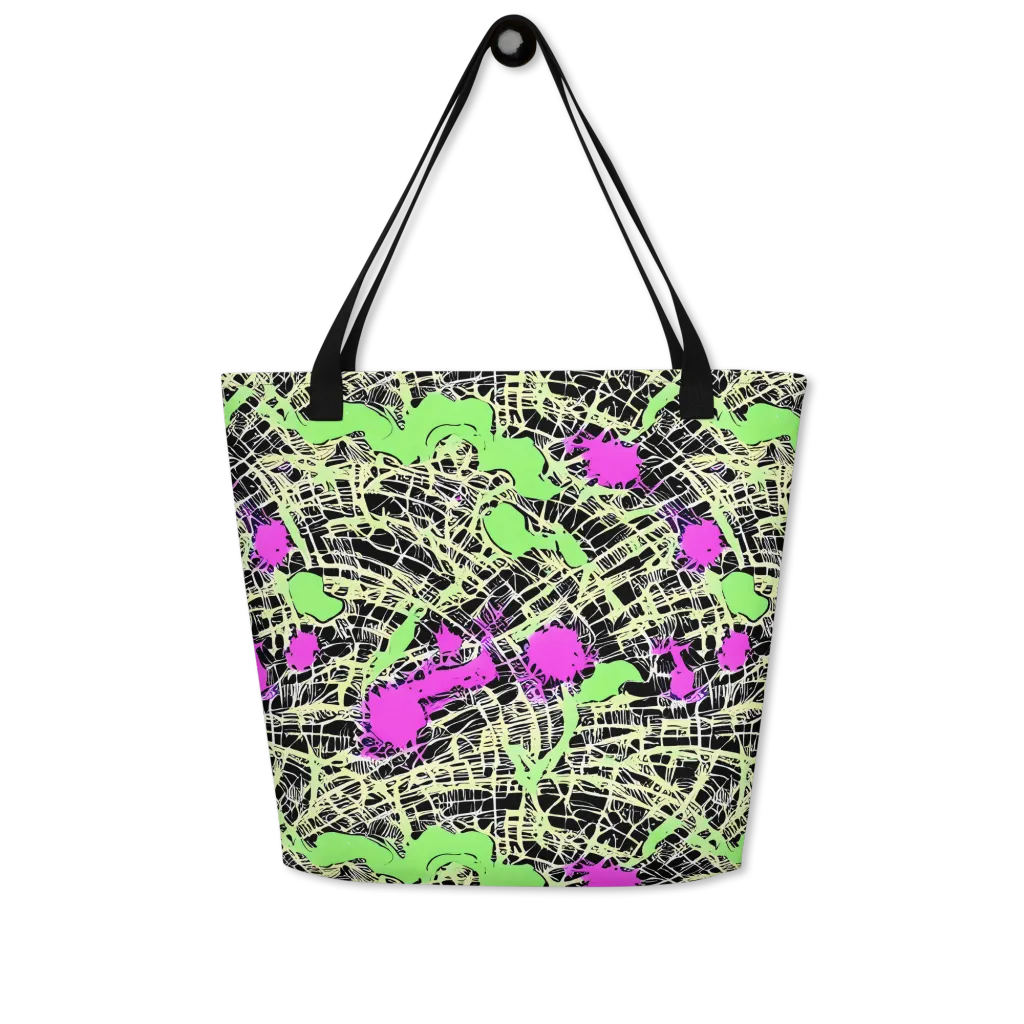 Neon Jungle Riot on Large Tote Bag W/ Pocket — Front