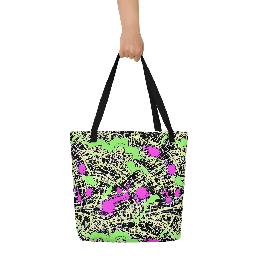 Neon Jungle Riot on Large Tote Bag W/ Pocket — Front