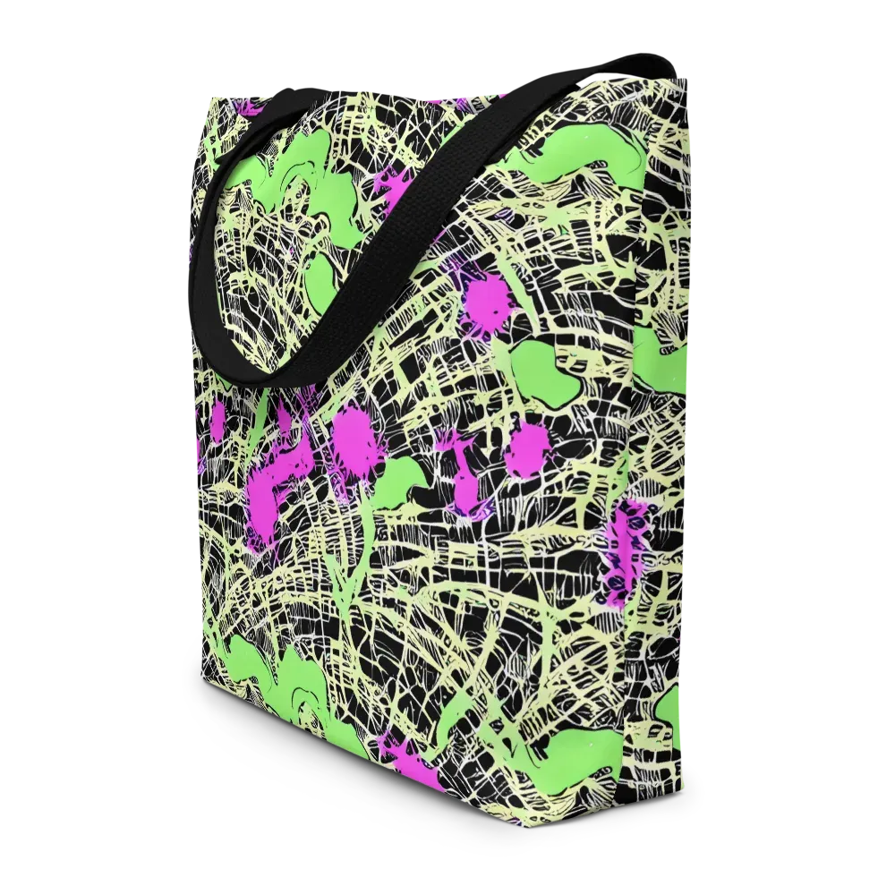 Neon Jungle Riot on Large Tote Bag W/ Pocket — Front