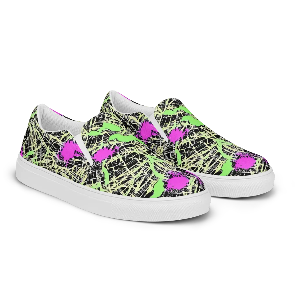 Neon Jungle Riot on Women's Slip-On Canvas Shoes — Right Front