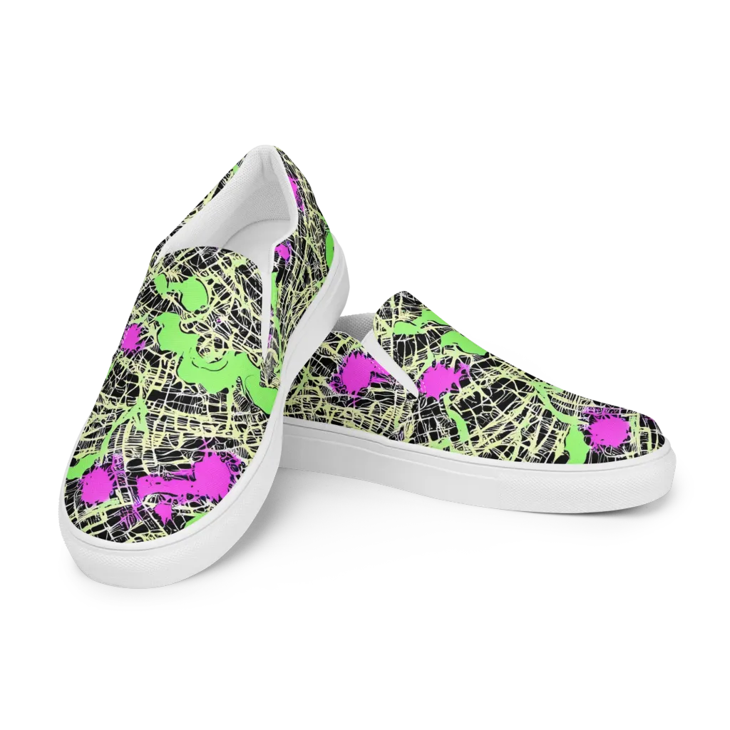 Neon Jungle Riot on Women's Slip-On Canvas Shoes — Left Front