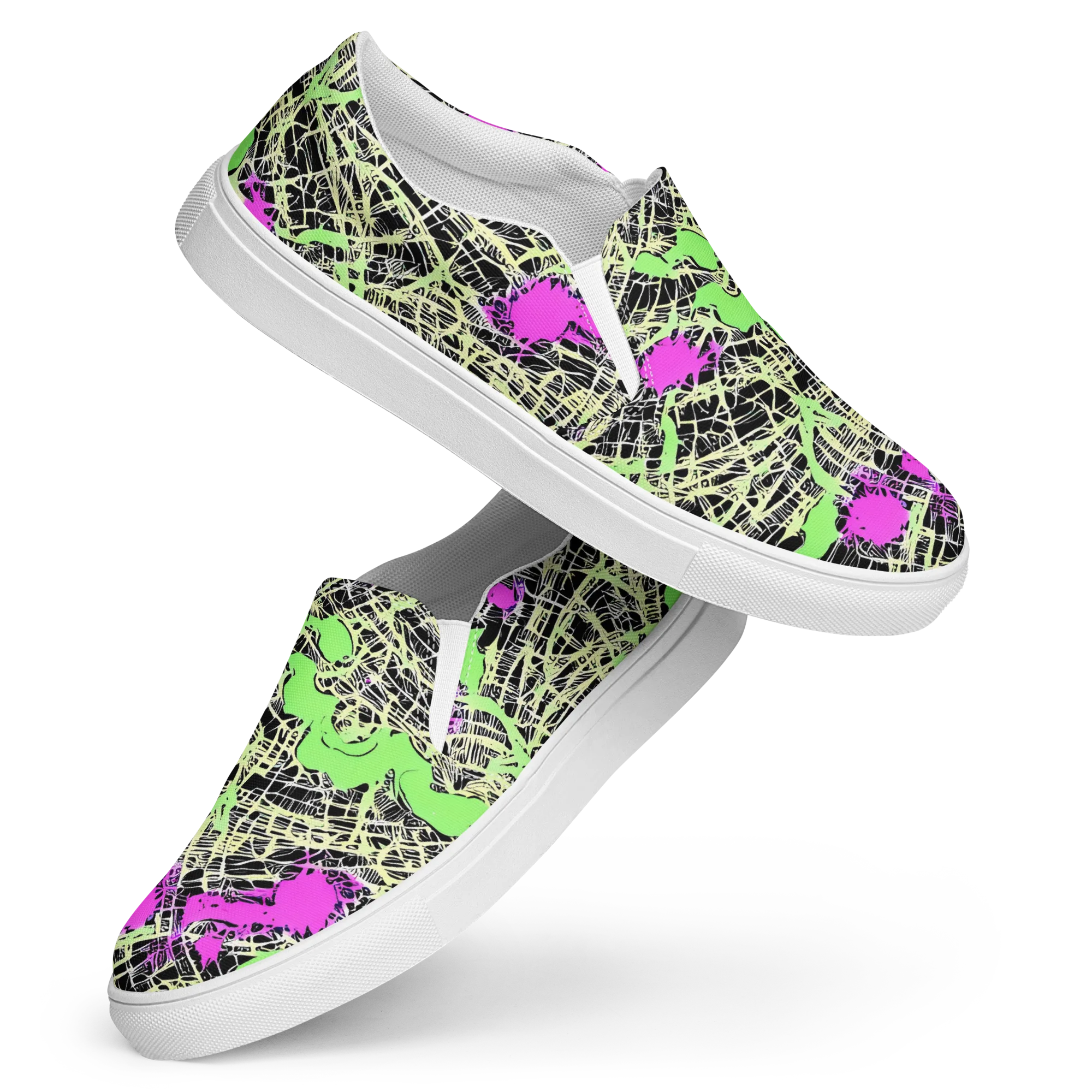Neon Jungle Riot on Women's Slip-On Canvas Shoes — Front
