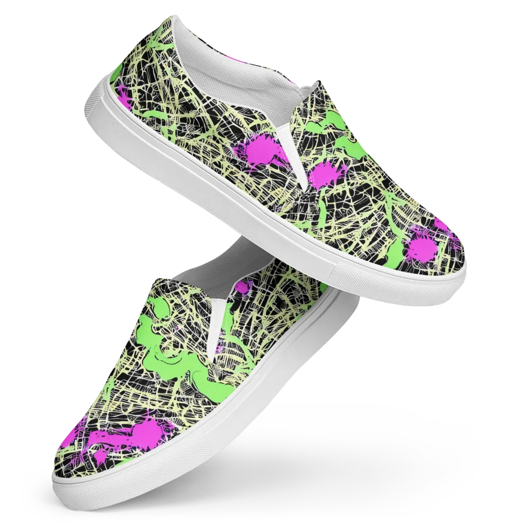 Neon Jungle Riot on Women's Slip-On Canvas Shoes — Front