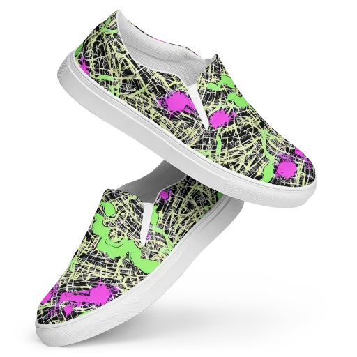 Neon Jungle Riot on a Women's Slip-On Canvas Shoes