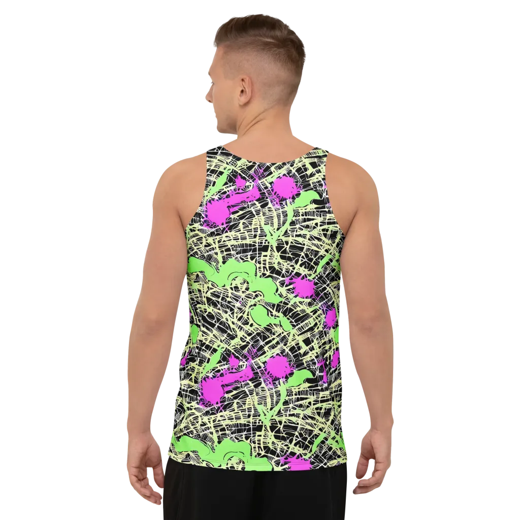 Neon Jungle Riot on Men's Tank Top — Back