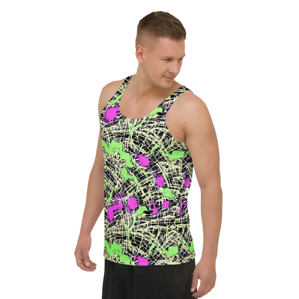 Neon Jungle Riot on Men's Tank Top — Left Front