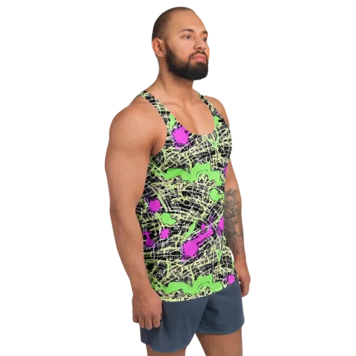 Neon Jungle Riot on a Men's Tank Top