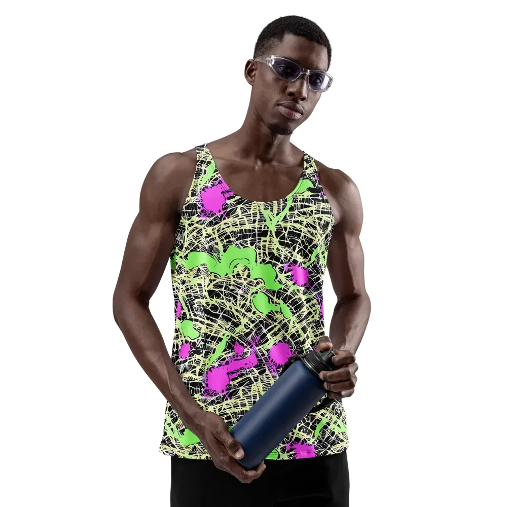 Neon Jungle Riot on Men's Tank Top — Front