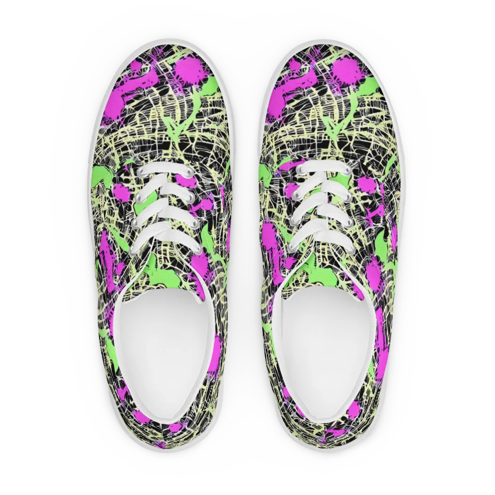 Neon Jungle Riot on Men's Lace-Up Canvas Shoes — Front